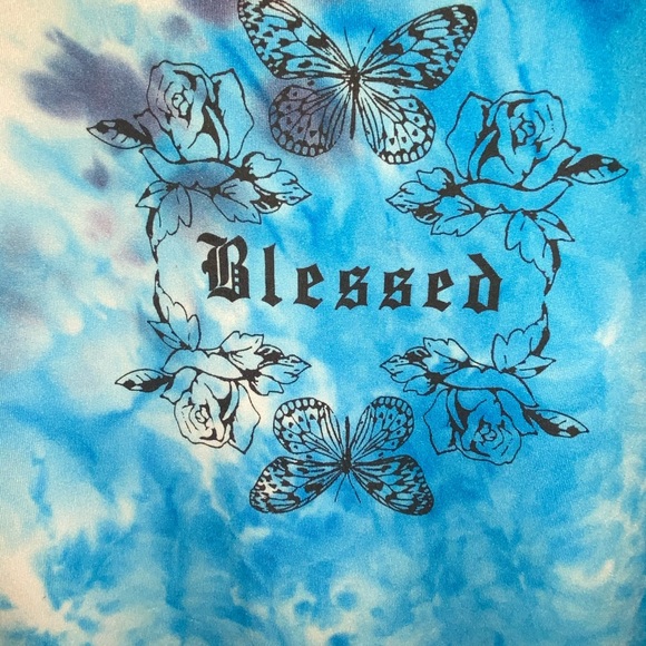Short sleeve tie-dye shirt mainly blue and white - Picture 4 of 8